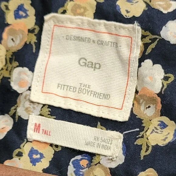 Gap Fitted Boyfriend Short Sleeve Shirt Women's M Tall Floral Print - Picture 6 of 7
